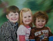three kids portrait painting