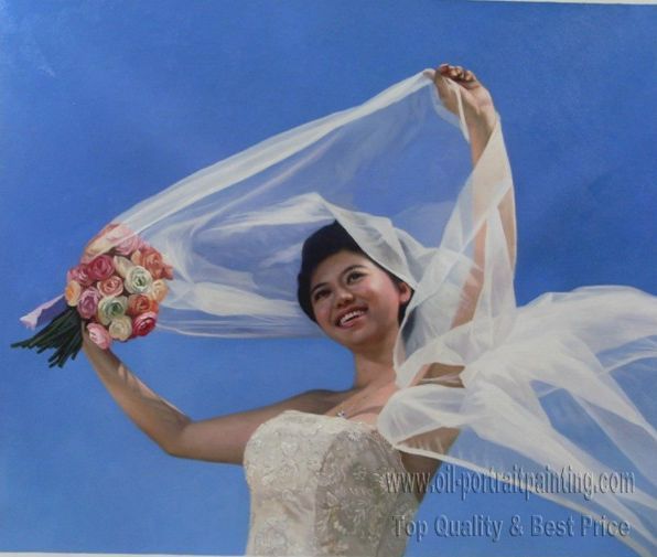 Wedding oil portrait wedding oil painting 003 live event oil painting